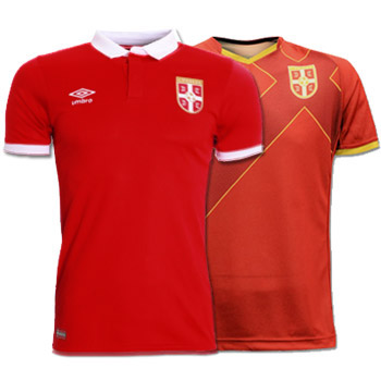 Set of Umbro Serbia home jerseys