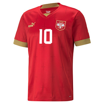 Kit Puma Serbia home jersey and shorts for WC in Qatar 2022 with print-2