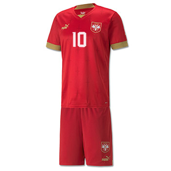 Kit Puma Serbia home jersey and shorts for WC in Qatar 2022 with print