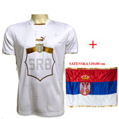 Puma Serbia away jersey for WC in Qatar 2022 and Saten flag Serbia 120 cm x 80 cm