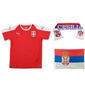 Navijački komplet za SP - Puma dres, šal i zastava Srbije 1,5 x 1 m