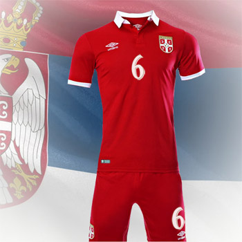 Umbro komplet crveni fudbalski dres i šorc Srbije sa štampom 16/17